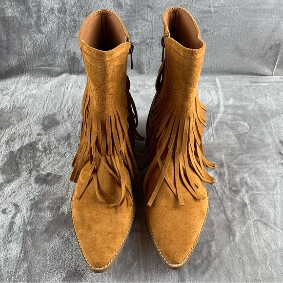 Beast Fashion Faux Suede Fringe Bootie Women's Size‎ 7.5  Cowgirl Festival Boho - Picture 8 of 11